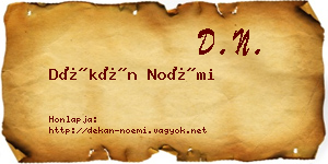 Dékán Noémi névjegykártya