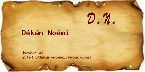 Dékán Noémi névjegykártya